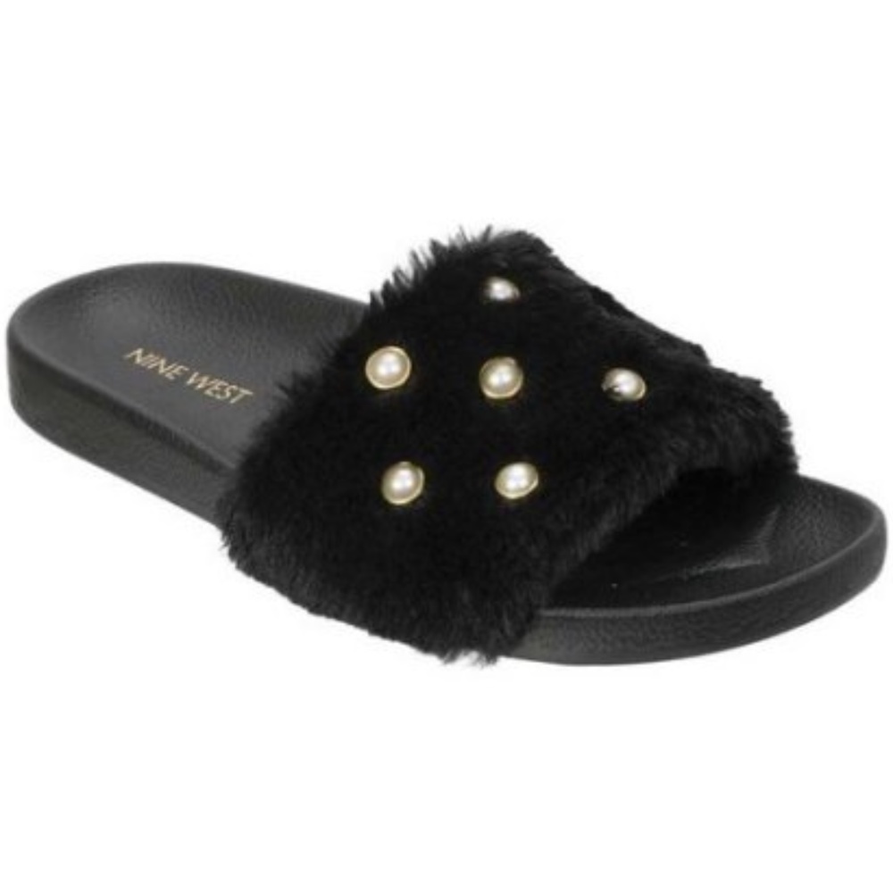 Nine West Womens Black Sheslides Slippers Sz M - Picture 1 of 1